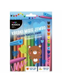   Színes ceruzakészlet 12 db-os, jumbo, macifej formájú ceruzatest, Kidea