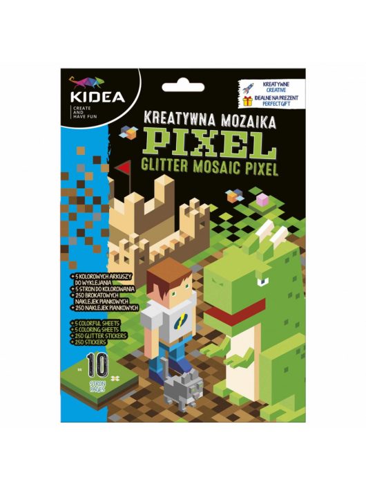 Mozaikkép készítő szett színezhető lapokkal, 5 lap, Minecraft Pixel, Kidea