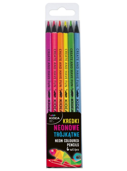 Színes ceruzakészlet, 6 db-os, neon, Kidea