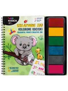   Színező füzet ujjfestéshez (22 színezhető lap, 8 oktató kártya, festékes szivacsok), állatos, Kidea