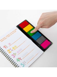   Színező füzet ujjfestéshez (22 színezhető lap, 8 oktató kártya, festékes szivacsok), állatos, Kidea