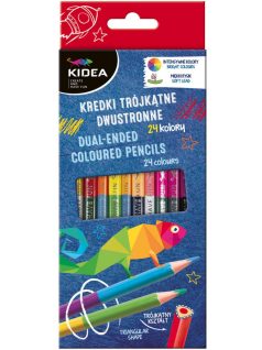   Színes ceruzakészlet 12/24, DUO (kétvégű), Kidea, háromszög test