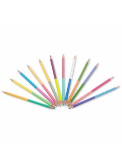   Színes ceruzakészlet 12/24, DUO (kétvégű), pasztell, Kidea, háromszög test