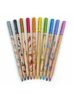  Színes ceruzakészlet 10 db-os, jumbo, szafari mintával, Kidea, háromszög test