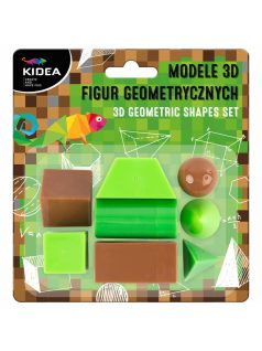   3D geometriai formák tanuláshoz, játékhoz, 8 db-os, barna és zöld, Kidea