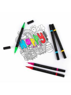   Kétvégű filctoll készlet (ecsetfilc és tűfilc), 12 db-os, Kidea