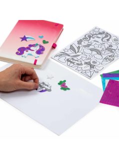 Gyémántfestés szett, 6 db matrica, 500 csillogó kövecske, Kidea, lányos, unikornisos