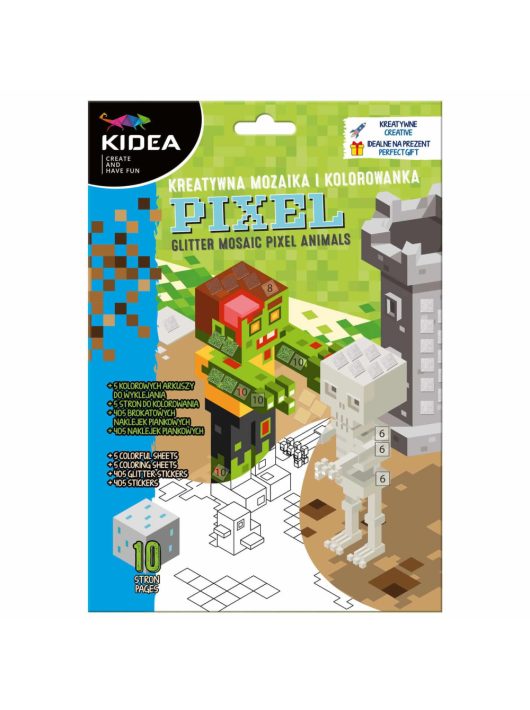 Kreatív képkészítő mozaik és színezhető lapokkal, habmatricákkal, Minecraft Pixel, Kidea