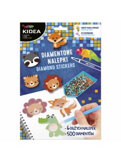   Gyémántfestés szett, 6 db matrica, 500 csillogó kövecske, Kidea, vadállatok