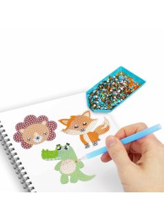   Gyémántfestés szett, 6 db matrica, 500 csillogó kövecske, Kidea, vadállatok