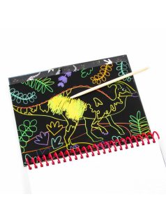 Képkarcoló szett, kreatív füzet, 14x20cm, dinoszaurusz