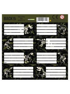   Dinoszaurusz füzetcímke 8 db/ív, többféle, fekete, BackUp, 2022