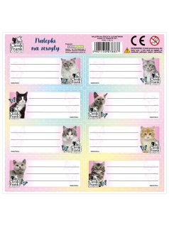   Cleo and Frank füzetcímke 8 db/ív, cicás, többféle (NNZCF43)