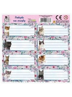   Cleo and Frank füzetcímke 8 db/ív, cicás, többféle (NNZCF43)