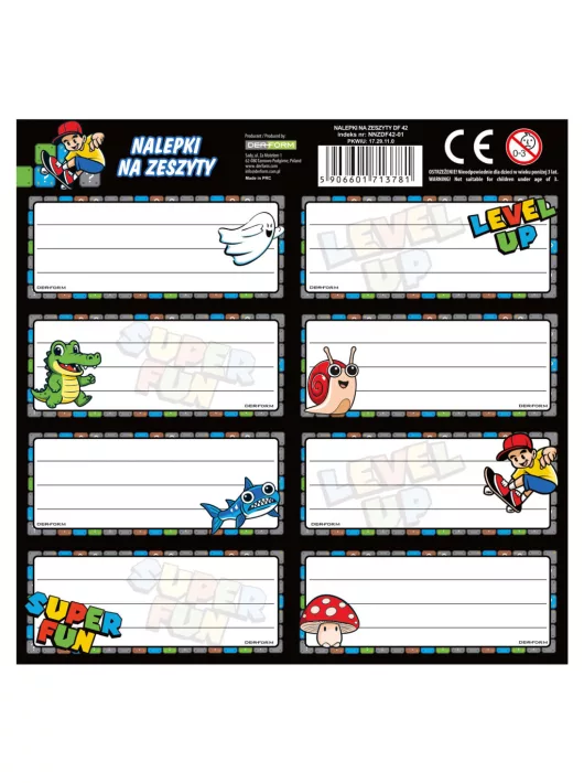 Retro game füzetcímke 8 db/ív, kétféle (DF42)