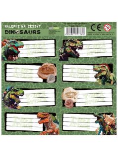  Dinoszaurusz füzetcímke 8 db/ív, dínók és kövek, többféle (NNZDN20)