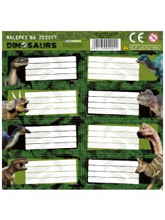 Dinoszaurusz füzetcímke 8 db/ív, többféle