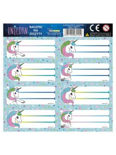 Unikornis füzetcímke 8 db/ív, többféle