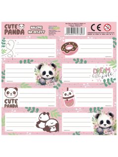 Pandás füzetcímke 8 db/ív, többféle (NNZPA10)