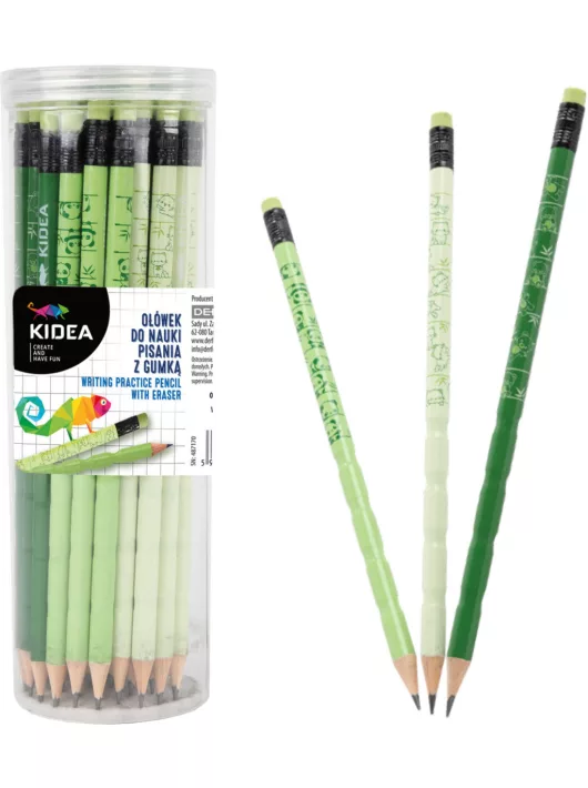 Pandás grafitceruza radírral, HB, kerek test, 1 db, Kidea