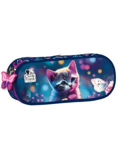   Cleo and Frank tolltartó, beledobálós, ovális, CF43, cicás, kék