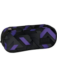   Lányos tolltartó, beledobálós, ovális, BackUp, 2025, A47, fekete-lila