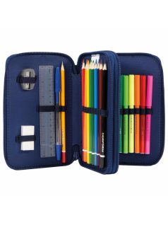   Lányos tolltartó, 2 emeletes, töltött, BackUp, 2025, DW35, kék-lila