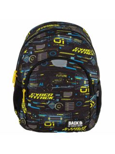   Fiús hátizsák, 2 rekeszes, 34x26x14cm, BackUp, 2025, T50, fekete-sárga, Cyber Attack