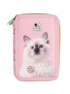   Cleo and Frank tolltartó, 2 emeletes, töltött, CF45, cicás, fehér cica