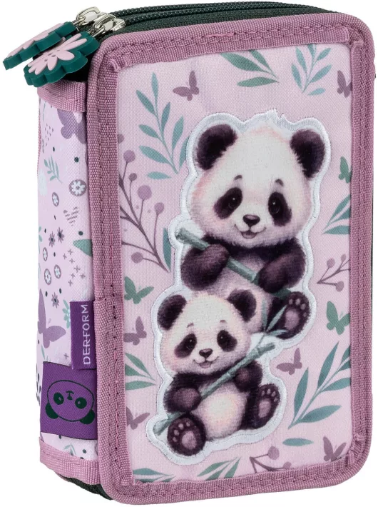 Pandás tolltartó, 2 emeletes, töltött, PA11, két panda