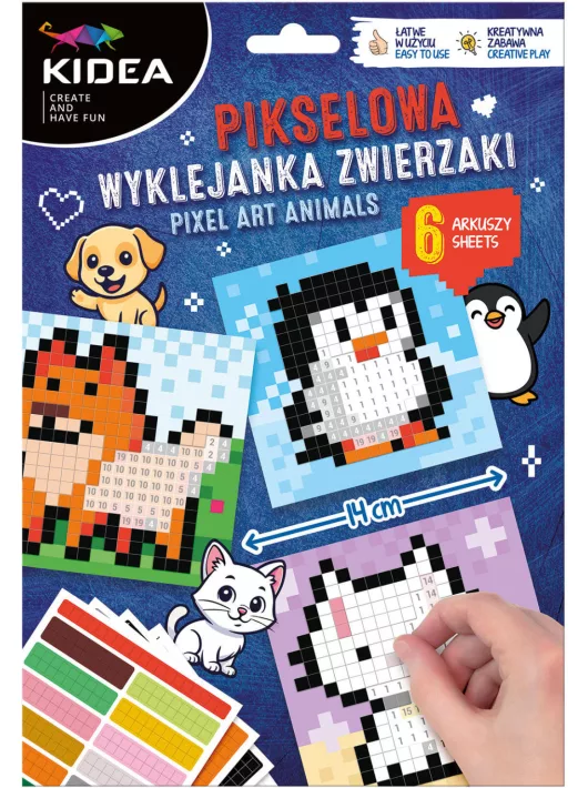 Mozaikkép készítő szett, matricázz számok szerint, 6 ív/szett, Kidea