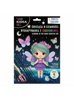   Képkarcoló és színezhető lapok matricákkal, foszforeszkálós, tündérek, Kidea