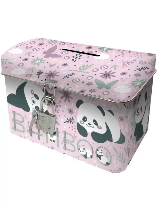 Panda persely, szögletes, PA11, rózsaszín