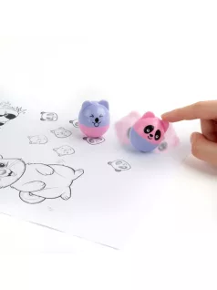   Nyomda szett, 2 db-os, állatos (panda és quokka), lila-rózsaszín, Kidea