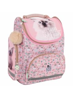   Cleo and Frank ergonómikus iskolatáska 37x27x16cm, CF45, cicás, fehér cica
