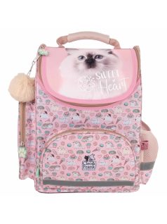   Cleo and Frank ergonómikus iskolatáska 37x27x16cm, CF45, cicás, fehér cica