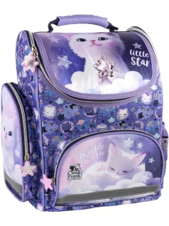   Cleo and Frank ergonómikus iskolatáska 37x27x16cm, CF47, cicás, little star