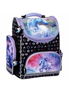   Unikornis ergonómikus iskolatáska 37x27x16cm, JR15, lila-fekete