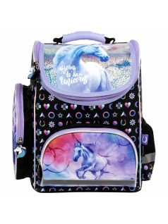   Unikornis ergonómikus iskolatáska 37x27x16cm, JR15, lila-fekete
