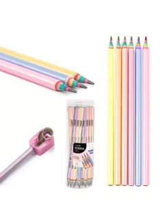   Lányos grafitceruza, HB, kerek test, szivárványos, többféle, Kidea