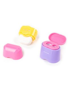 Hegyező, tartályos, 2 lyukú, radírral, többféle, Kidea