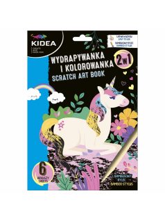   Képkarcoló és színezhető lapok, 6 lapos, unikornis, Kidea