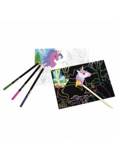   Képkarcoló és színezhető lapok, 6 lapos, unikornis, Kidea