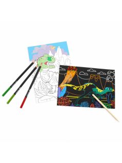   Képkarcoló és színezhető lapok, 6 lapos, dinoszauruszok, Kidea