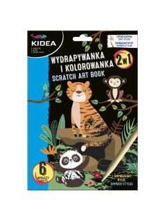   Képkarcoló és színezhető lapok, 6 lapos, vadállatok, Kidea