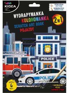 Képkarcoló füzet színezővel, járműves, Kidea