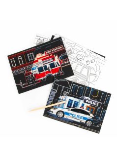 Képkarcoló füzet színezővel, járműves, Kidea