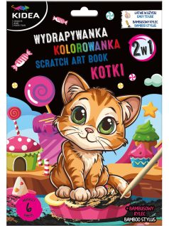 Képkarcoló füzet színezővel, cicás, Kidea