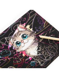 Képkarcoló füzet színezővel, cicás, Kidea