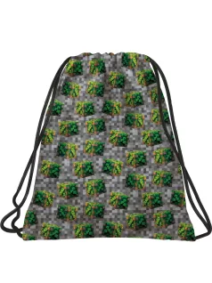   Minecraft mintás tornazsák, 41x35cm, BackUp, 2026, A78, szürke, zöld kockákkal